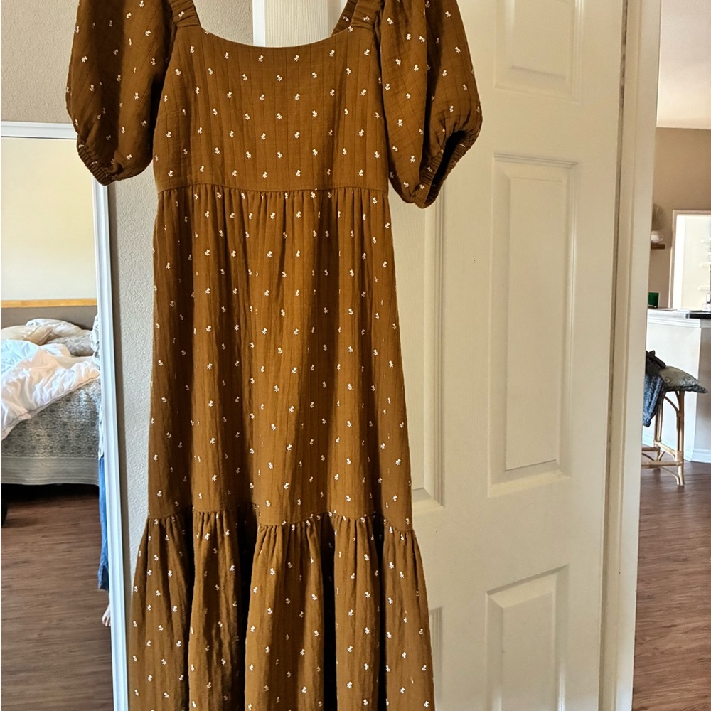 Madewell Brown Kids Dress with Puff Sleeves
